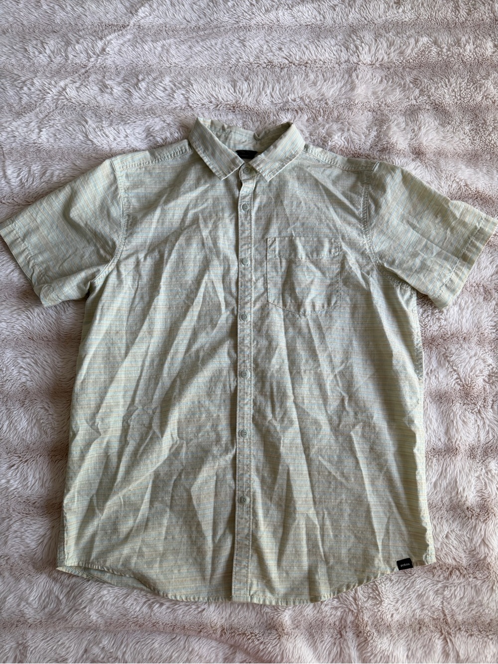 Prana Sage Green Short-Sleeve Button-Down Shirt